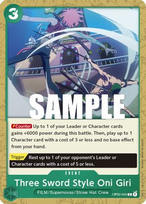 Three Sword Style Oni Giri OP02-045 card