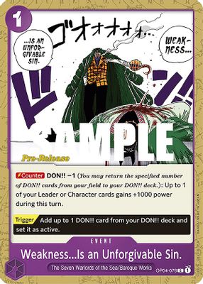 Weakness...Is an Unforgivable Sin. OP04-076 card