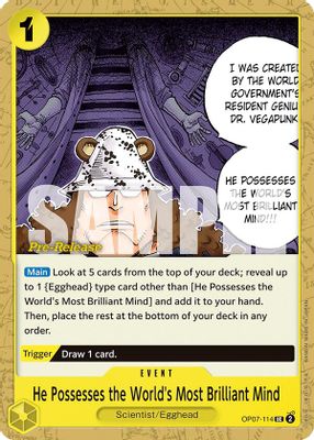 He Possesses the World's Most Brilliant Mind OP07-114 card