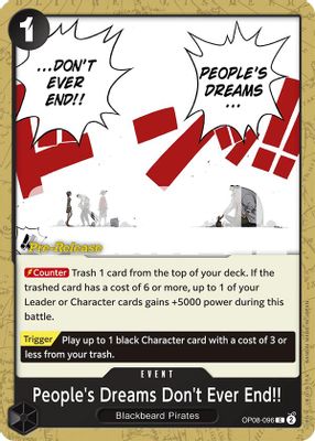 People's Dreams Don't Ever End!! OP08-096 card