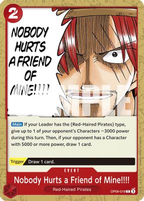 Nobody Hurts a Friend of Mine!!!! OP09-019 card