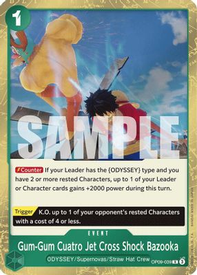 Gum-Gum Cuatro Jet Cross Shock Bazooka OP09-039 card