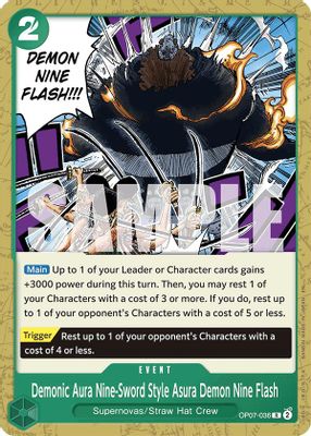 Demonic Aura Nine-Sword Style Asura Demon Nine Flash OP07-036 card
