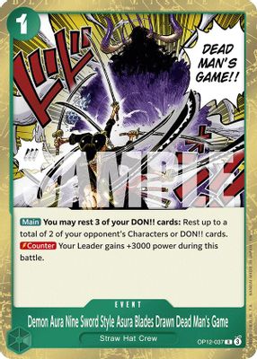 Demon Aura Nine Sword Style Asura Blades Drawn Dead Man's Game OP12-037 card