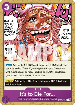 It's to Die For OP08-076 card