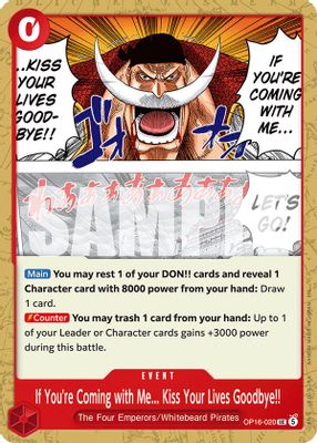 If You're Coming with Me...Kiss Your Lives Goodbye!! OP16-020 card